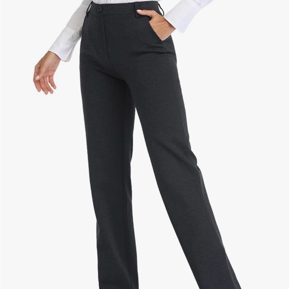 Tapata Charcoal Gray Straight Leg Women's Stretch Dress Pants
